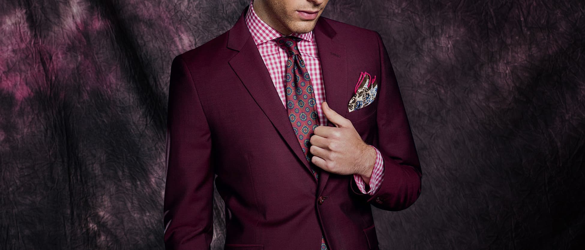 red colourful tailor made suit