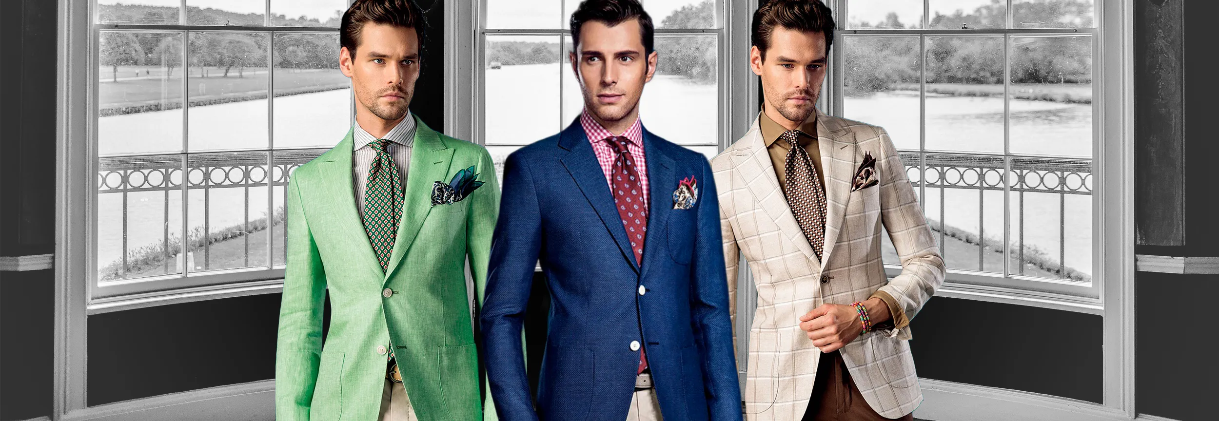 Green Linen Mix Summer Suits