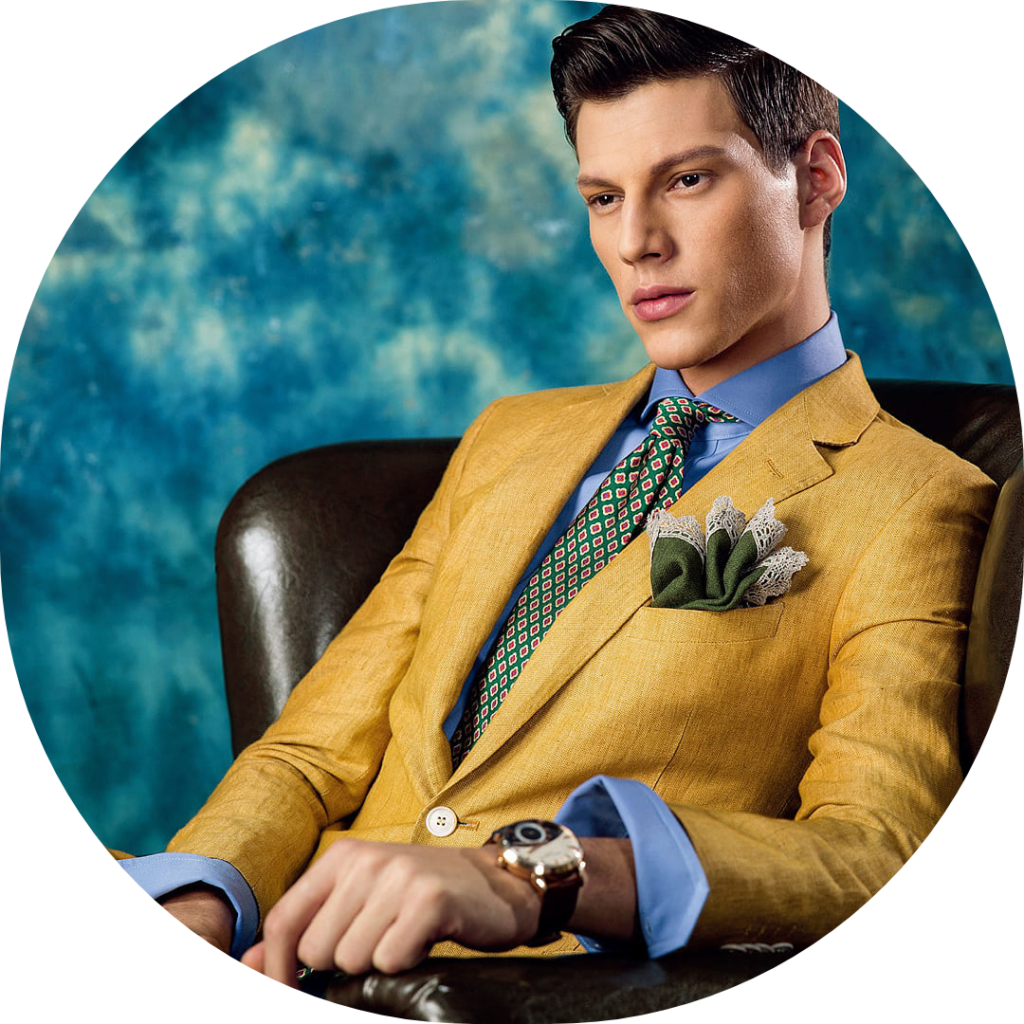 yellow bespoke suit