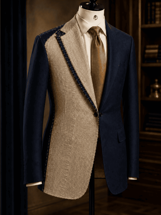 Gold bespoke suit illustration